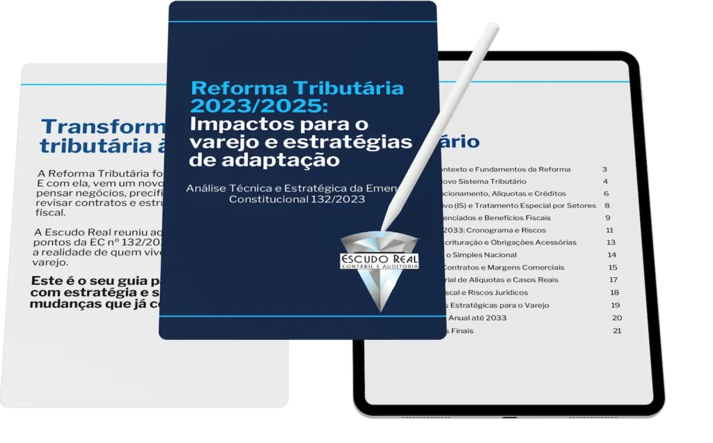 Mockup Ebook Reforma Tributária 2025 - Escudo Real Organização Contábil e Tributária